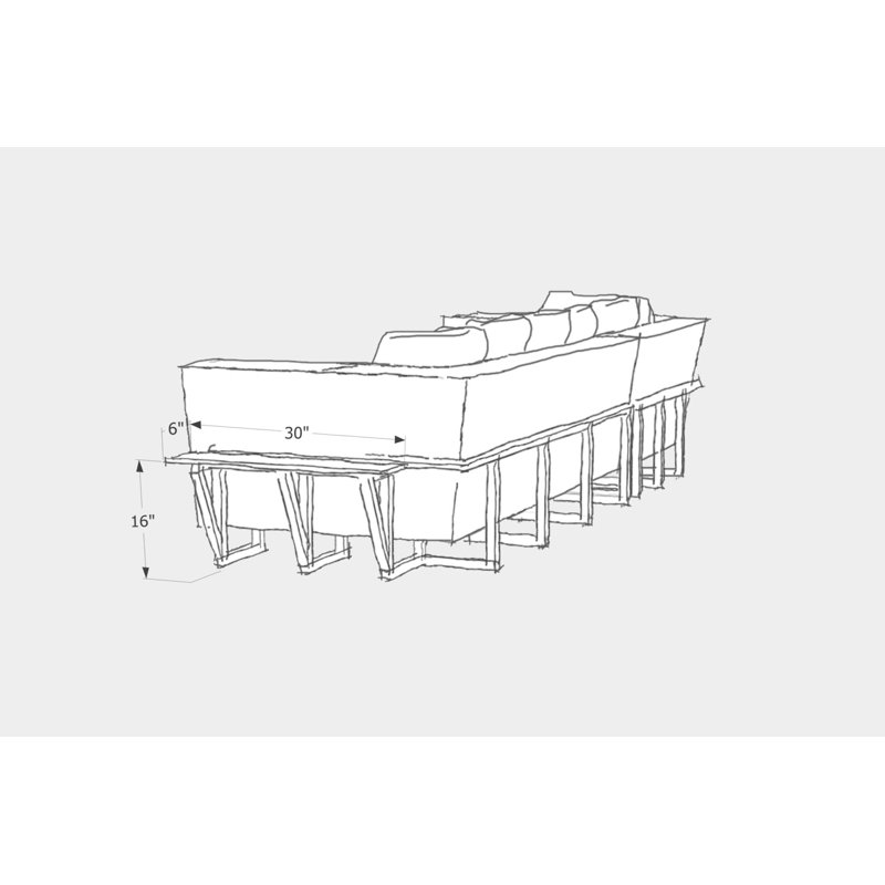 LRG Upholstered L-Shaped Sectional Left Hand Facing, Left and Right Side Trays, Solid Walnut, Emeral Velvet