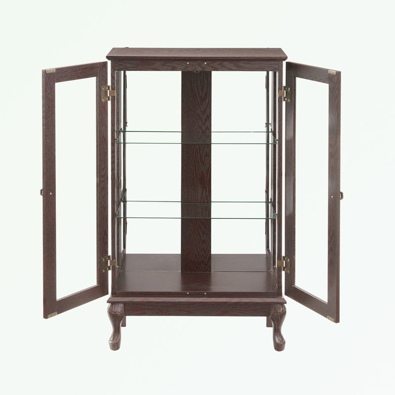 Oak 2 Doors Curio Cabinet with Same Features As Above, Cherry