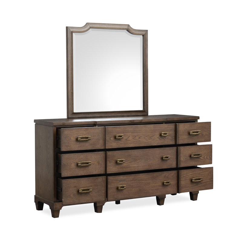 Drawer Dresser With Shaped Mirror