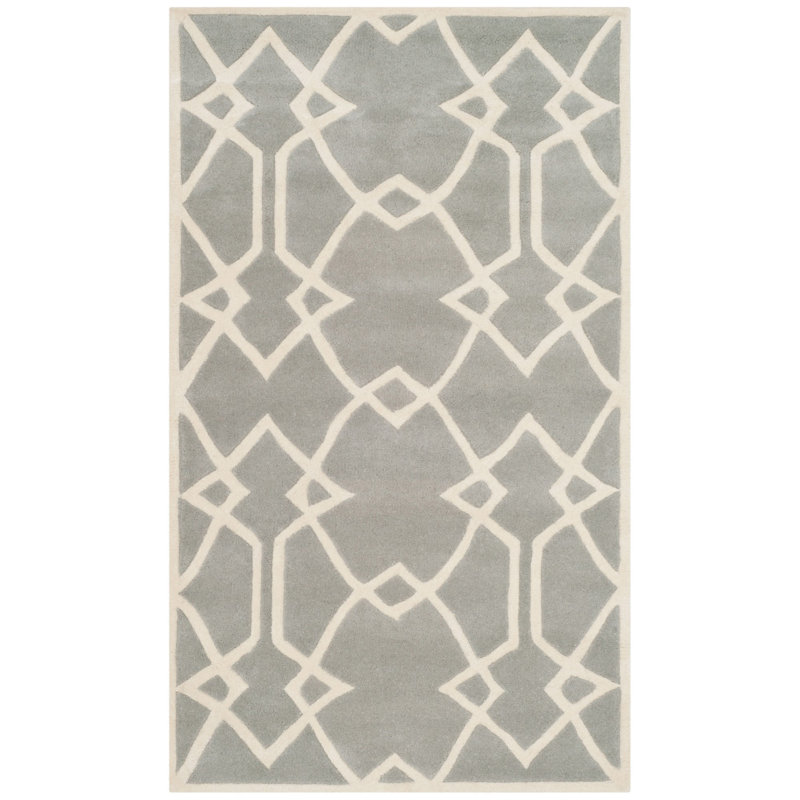 Hamid Hand Tufted Wool Geometric Rug, Rectangle 3' x 5'