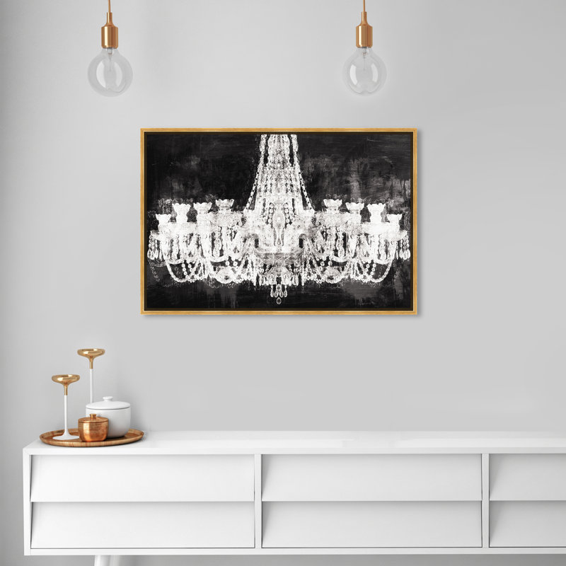«Decadent Soiree», impression sur toile tendue en noir et blanc, H 15 po x l 10 po, Cadre doré