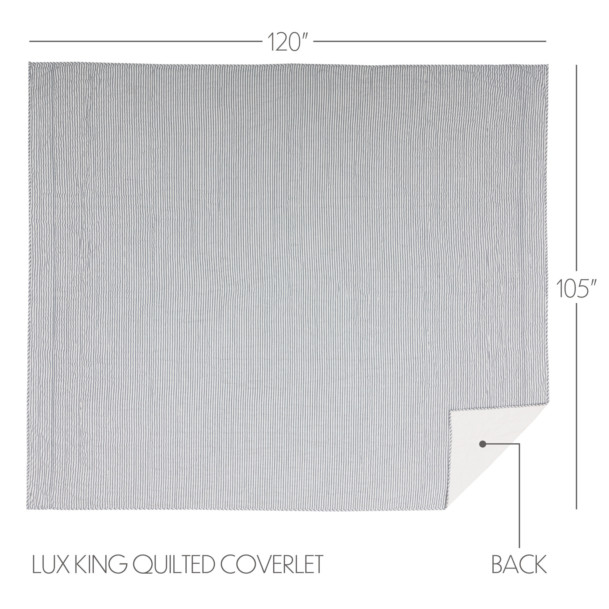 Sawyer Mill Ticking Stripe Quilt Coverlet, Luxury King, Demin Blue & Soft White