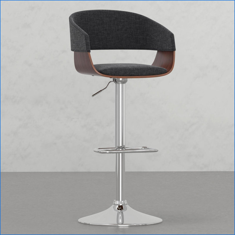 Tabouret de bar, pivotant réglable avec repose-pieds Vintage | Salle familiale Kitchen Bar | Gris anthracite | Tissu