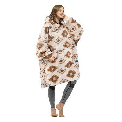 Catalonia Southwestern Aztec Oversized Wearable Blanket Hoodie Sweatshirt