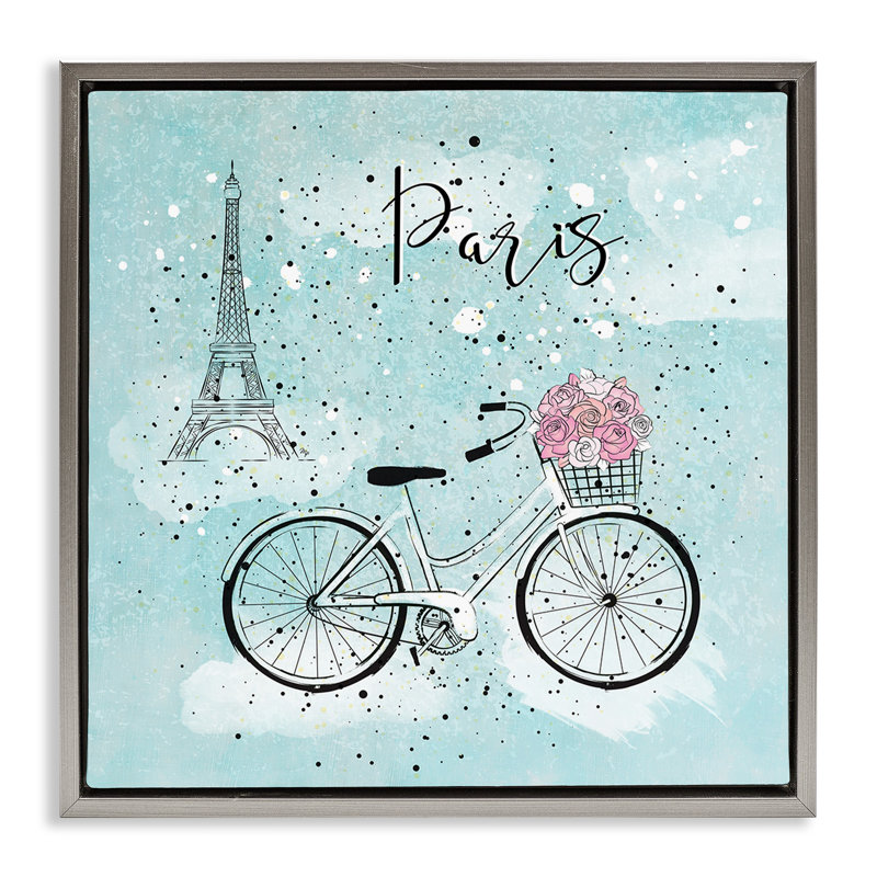 Art mural sur toile flottant gris Paris Paris par Martina Pavlova, Cadre flottant gris lustré, H 18 po x l 18 po