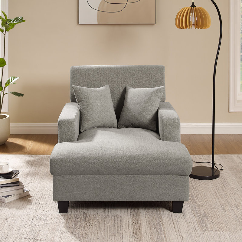 Chaise longue rembourrée en tissu 39,76 po, Gris chenille