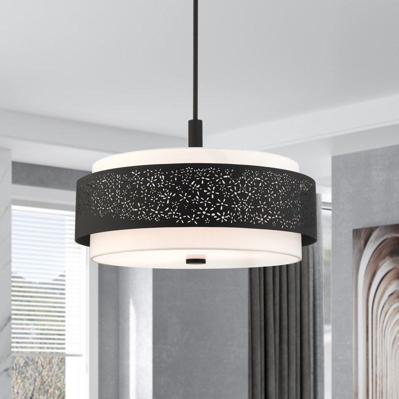Aliou 5 - Light Dimmable Drum Chandelier, Black