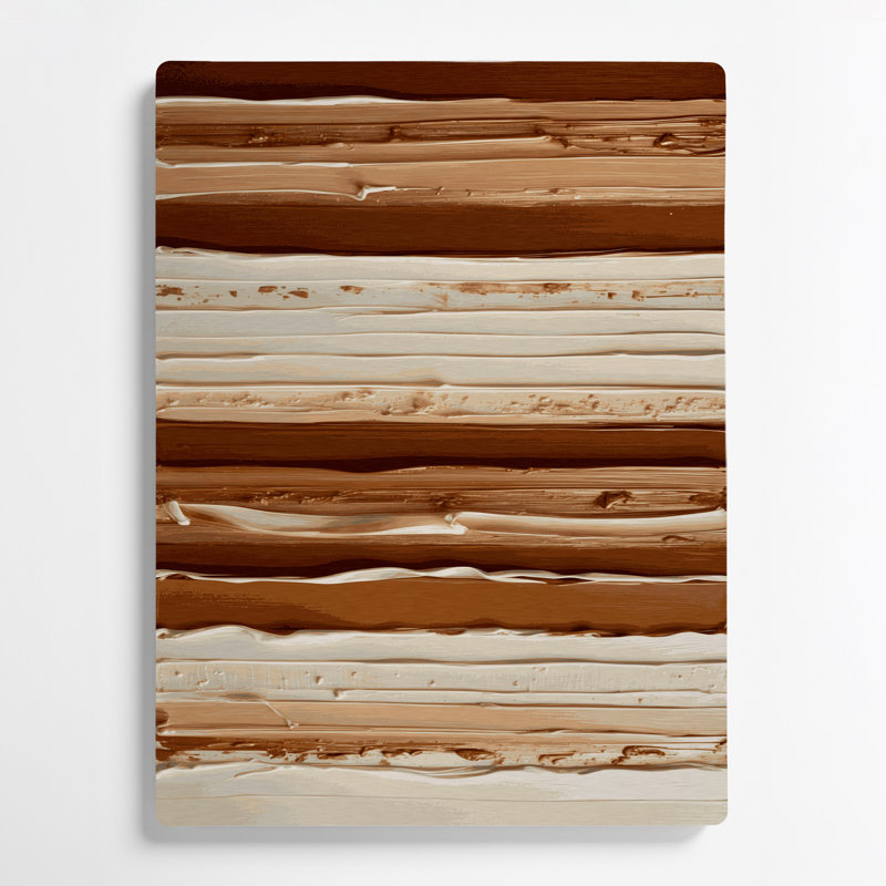Art mural en métal beige cannelle DiagonalStripes, H 14 po x l 11 po