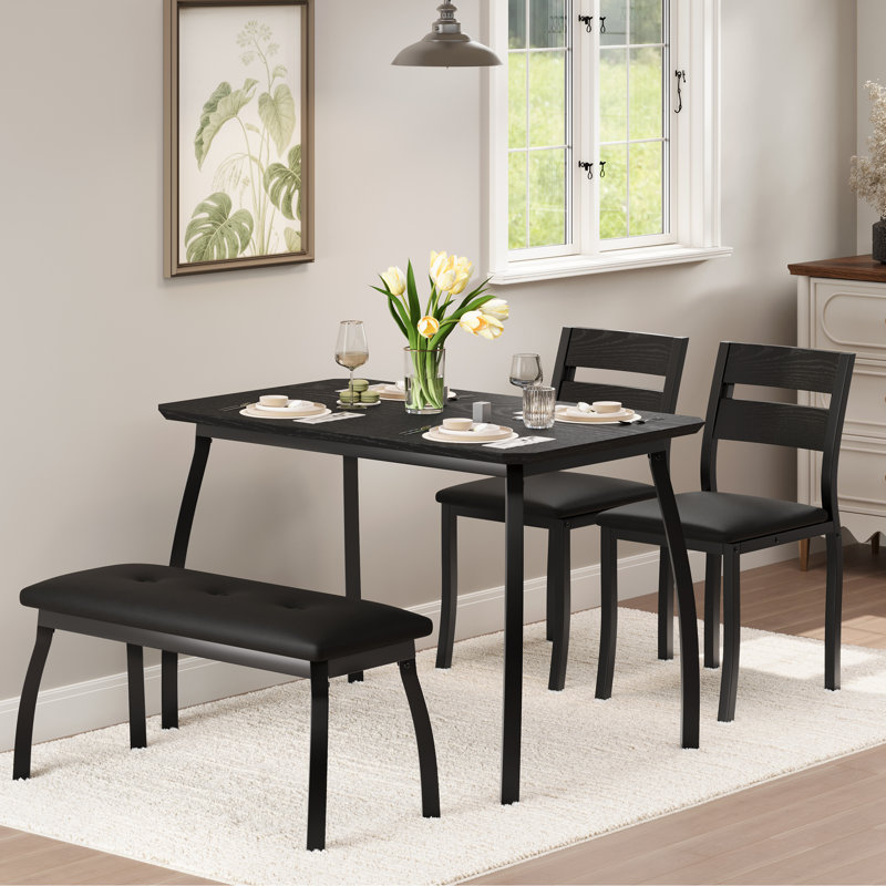 6 - Person Dining Set, Black, Black