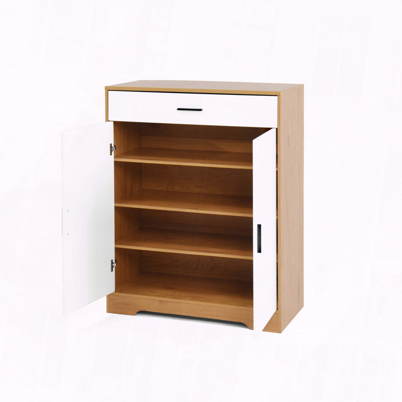 Versatile Wooden Shoe Cabinet with Adjustable Partitions and Multiple Shelves for Enhanced Organization, Natural