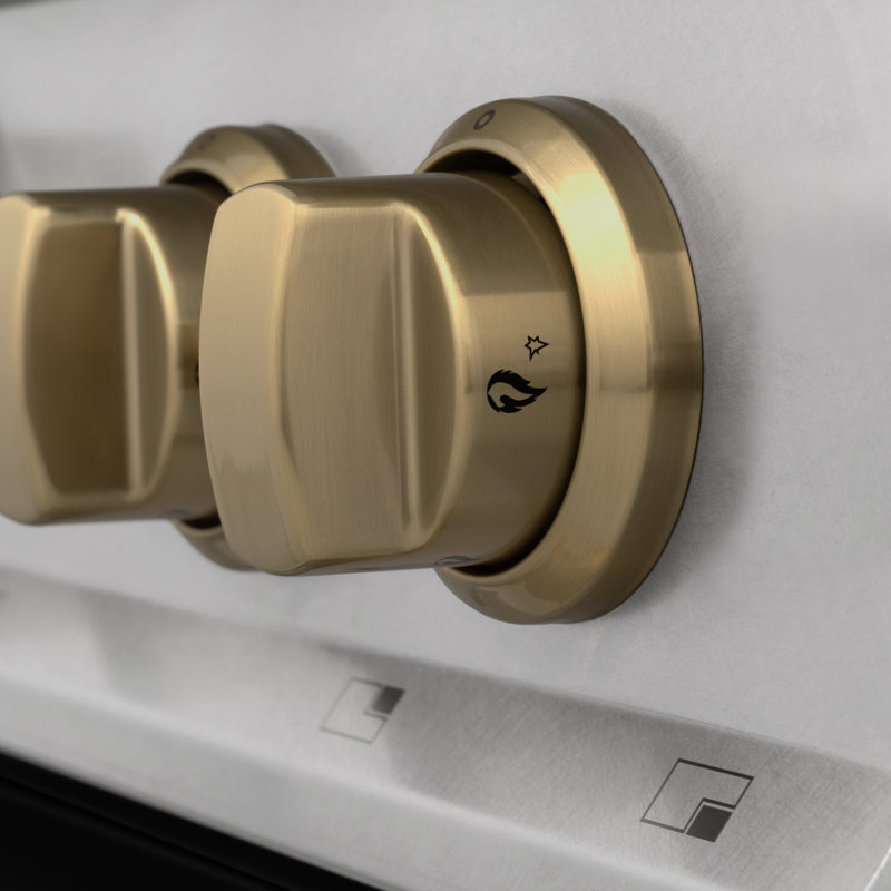 ZLINE Autograph 36" Legacy Dual Fuel Range in DuraSnow® w/ Black & Bronze Accents