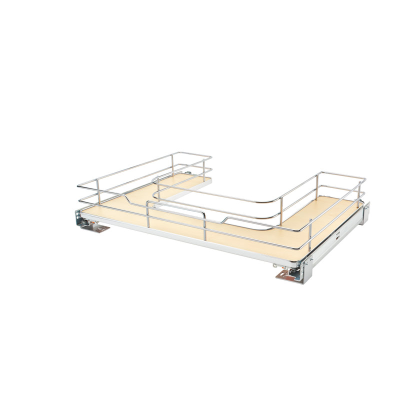 30" Chrome and Maple U-Shaped Pullout Organizer