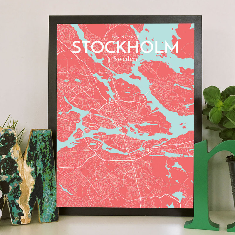 Stockholm City Map - No Frame Print, 43cm H x 28cm W x 0.13cm D