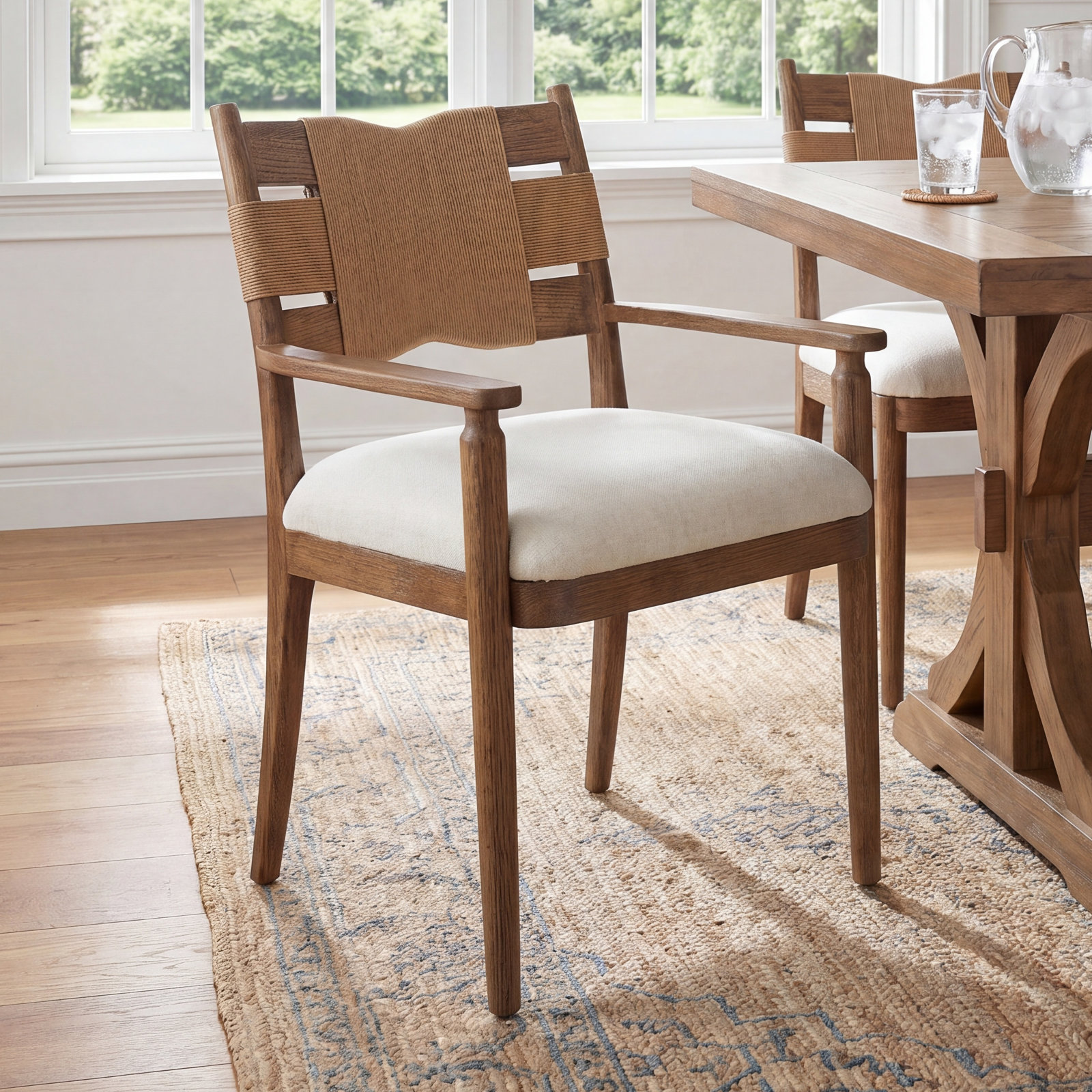 Tova Dining Armchair, Bergamo Parchment/Light Buff/Natural