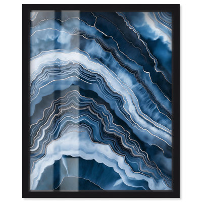 «Azure Abyss Layers Shadowbox Print» sarcelle, art abstrait par Art Remedy
