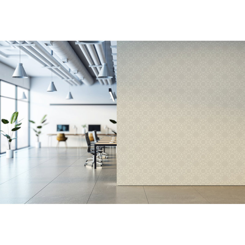 Bloom Ring - Wallpaper, Non-Pasted, Beige; Cream, Faux Grasscloth