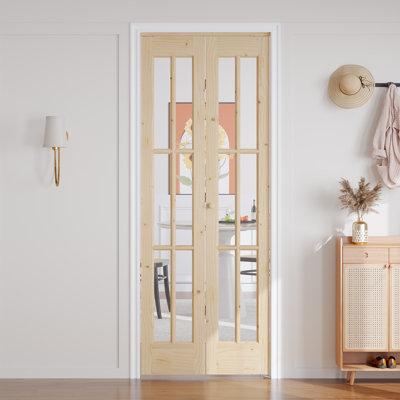 Porte pliante en verre massif non fini avec trousse de quincaillerie d'installation