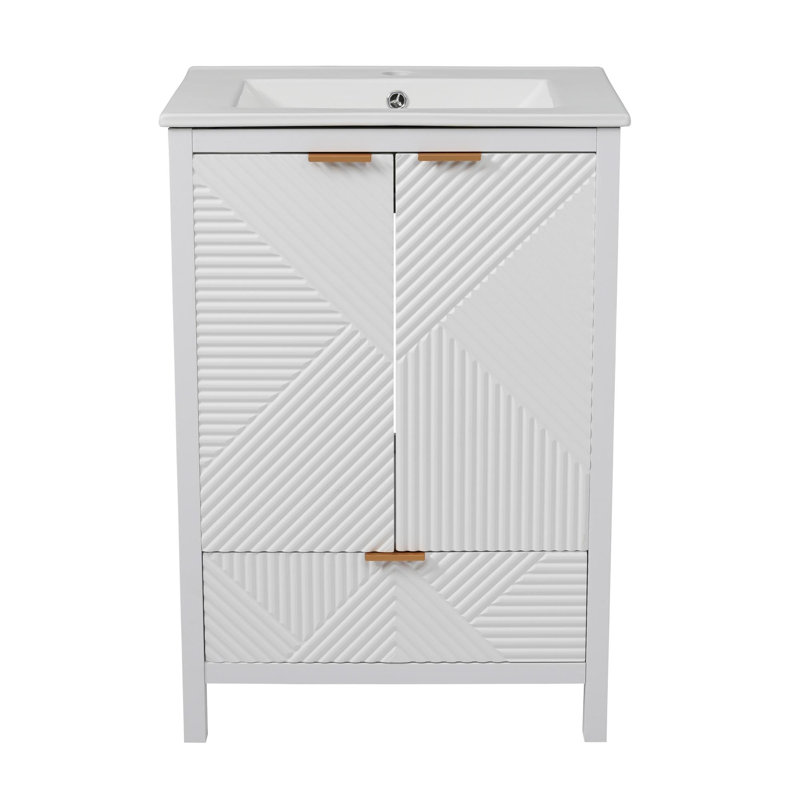 Meuble-lavabo 24 po avec lavabo en céramique, Blanc