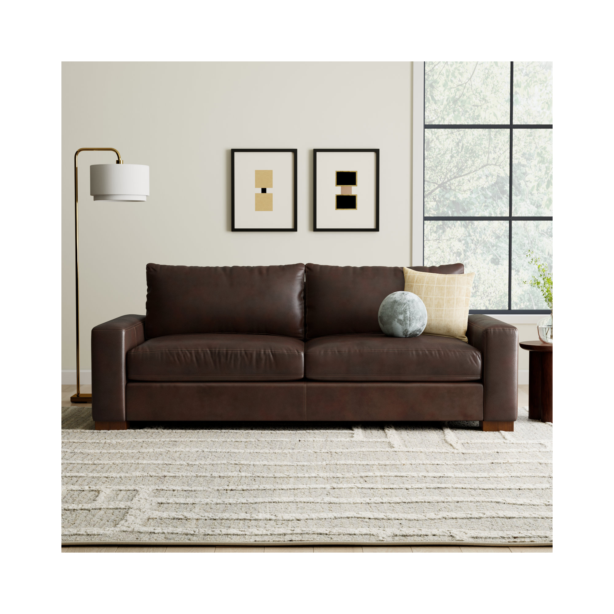 Jonie 91" Genuine Leather Sleeper Sofa , Bistro Rustic Genuine Leather