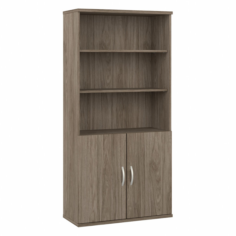 Hybrid Storage Bookcase, Modern Hickory