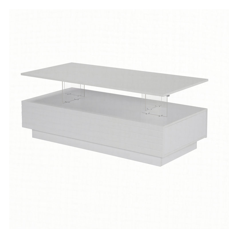 Table basse moderne à 2 tiroirs de 47,2 po à DEL moderne, Blanc