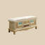 Vintage Hand Painted Solid Wood Shoe Storage Bench-1180643757