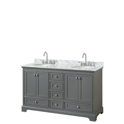 Deborah 60'' Double Bathroom Vanity with Marble Top