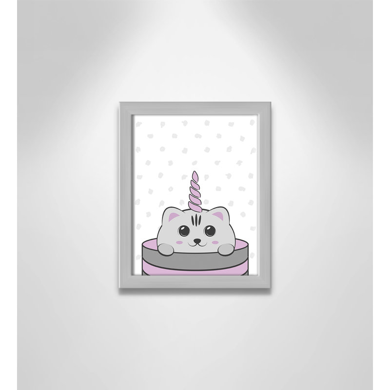 Caticorn I, art encadré, H 10 po x l 8 po x P 1,18 po, Cadre argenté