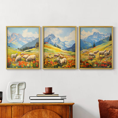 Lanscape Study  Series  CIV  -Set Of 3 Framed Giclee Prints -Ready to Hang