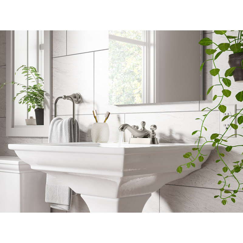 Memoirs Stately Pedestal Bathroom Sink with Faucet Holes, White, 8" Centers, 34.75" H x 22.19" W x 30.69" L