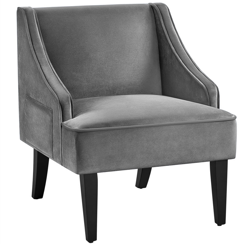 Fauteuil Accent, Velours gris velours