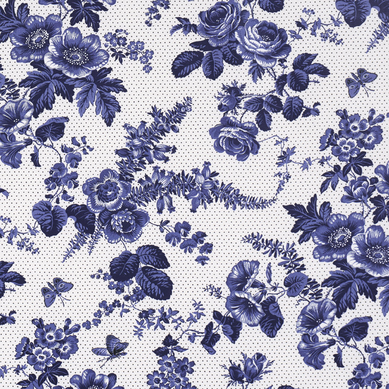 Schumacher X Rita Konig Sibyl Chintz Fabric, Blue