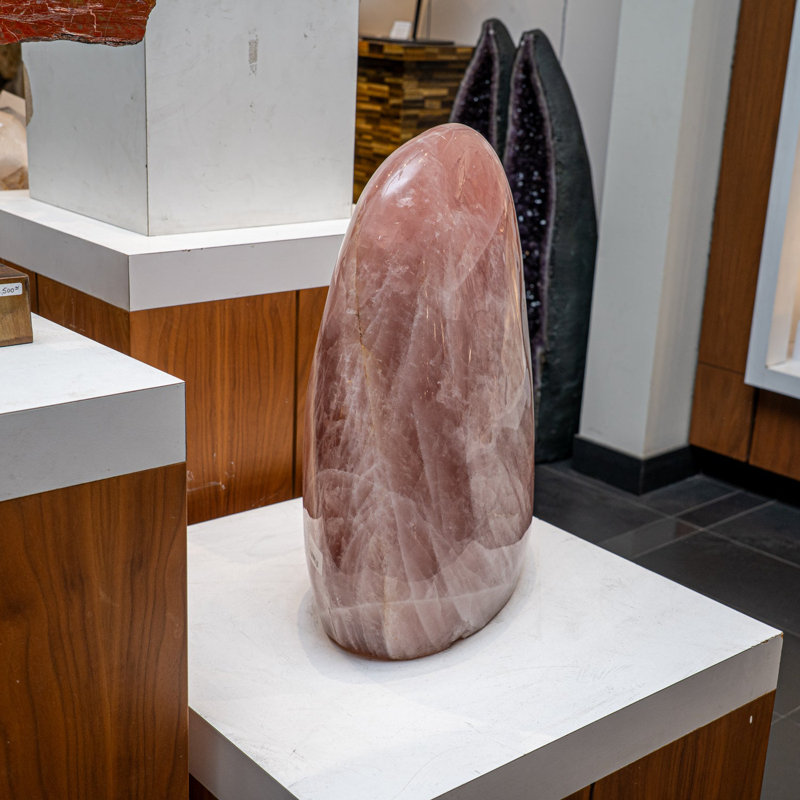 Large Polished Rose Quartz Freeform From Madagascar