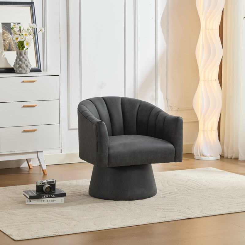 Chai tonneau pivotant en similicuir, Noir