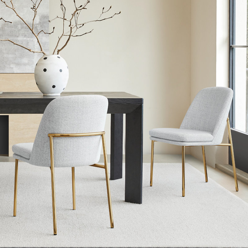 Angelick Dining Chair with Metal Frame, 2, White (Multi-Colored)