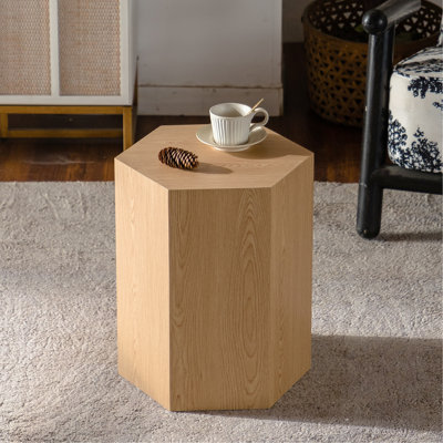 Modern Hexagon Coffee Table With Natural Wood Finish, And Assembled, For Small Balconies, 15.81"13.46"18.9 Side Realistic Ideal Cozy Living Rooms, Fully Assembled Low - Maintenance,
