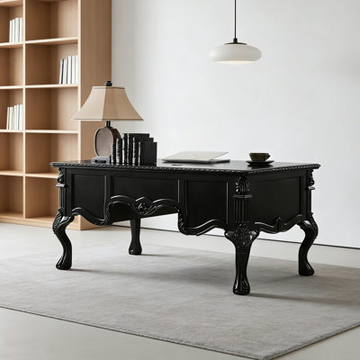 Black French-style Retro Carved Design Desk