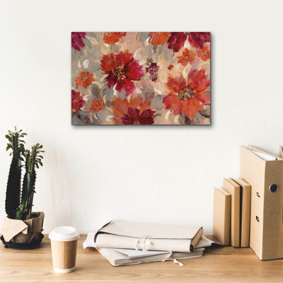 «Epent Graffiti» «Magenta and Coral Floral» par Silvia Vassileva, art mural sur toile, 18 po x 12 po