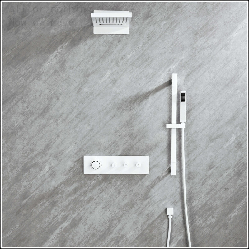 Wall Mounted Waterfall Rain Shower System with Handheld and Sliding Bar