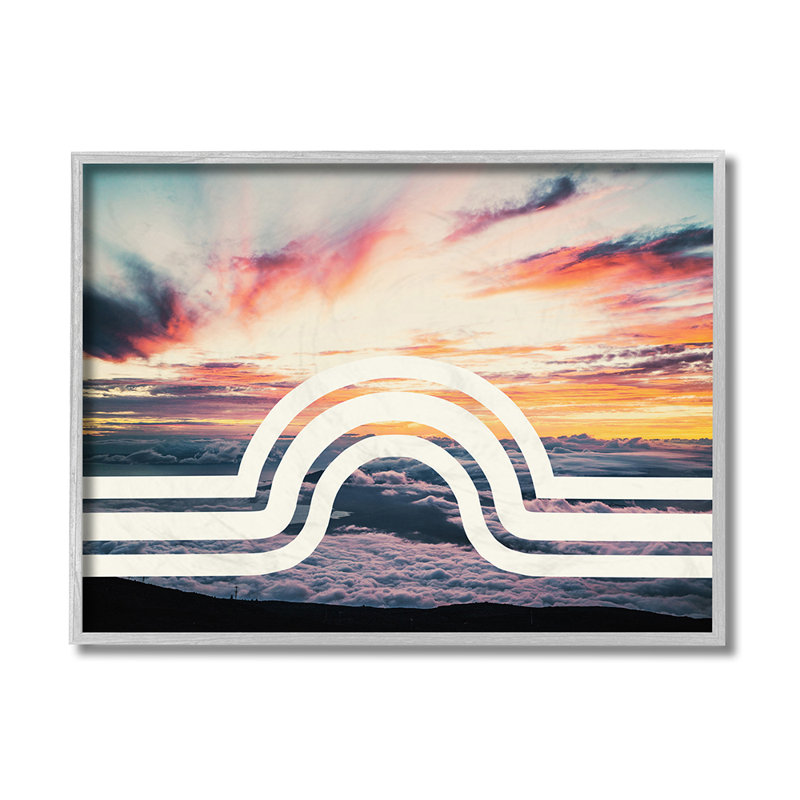 « AC-721 Sunset Cloud Landscape »-impression d’art graphique, H 16 po x l 20 po x 1,5 po, Estampe numérique Farmhouse