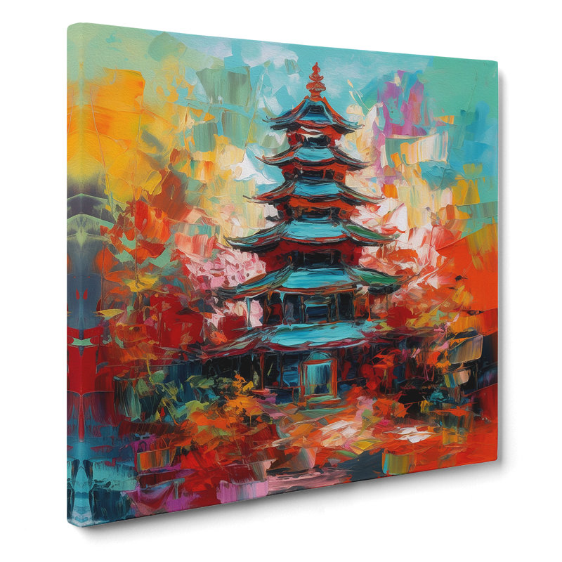 Pagoda Abstract Expressionism - Wrapped Canvas, 35cm H x 35cm W x 3cm D