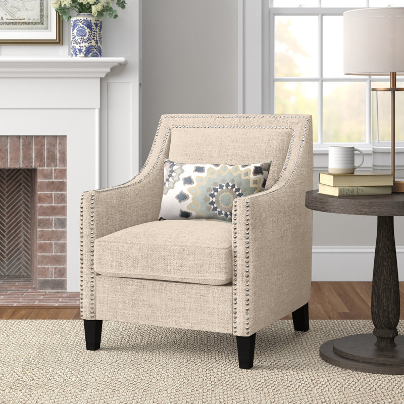 Fauteuil en polyester de 29 po de largeur Damira, Chenille ton naturel