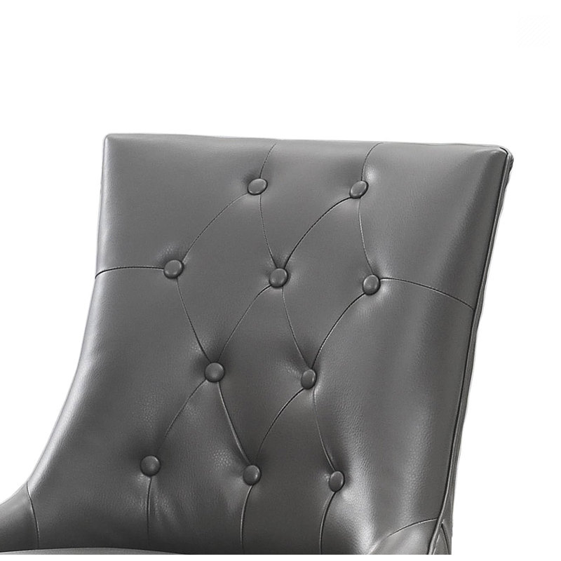 Chaise de salon en cuir délimité Dinng Chair (ensemble de 2 pièces), Similicuir gris