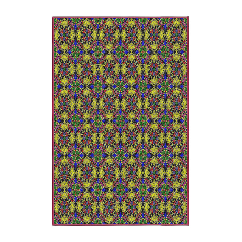 Jaune Tapis décoratif géométrique, Rectangle 5 pi x 7 pi