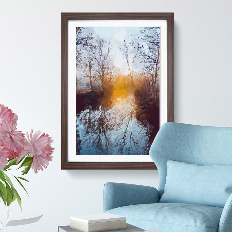 Trees in Abstract - Framed Print, 50cm H x 35cm W x 2cm D, Walnut