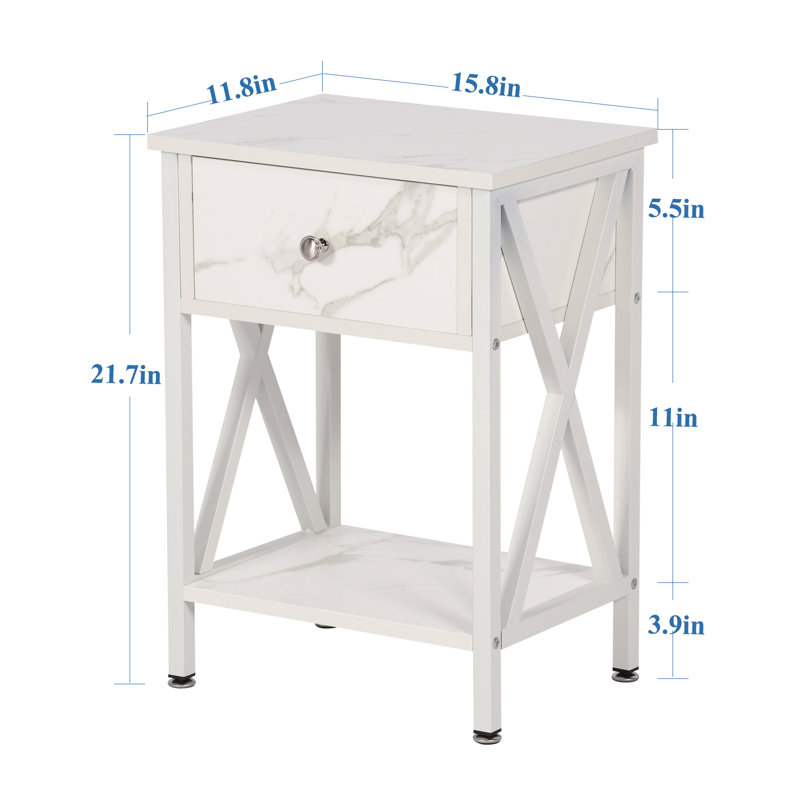 Schreffler End Table with Storage, White
