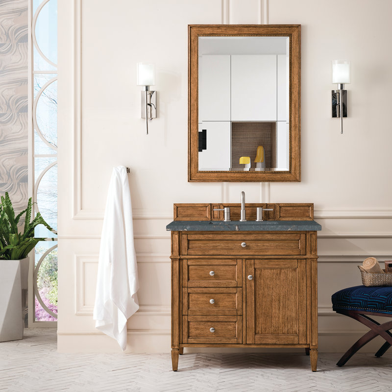 Brittany 36'' W Single Vanity, Saddle Brown, Parisien Bleu, 8" Widespread