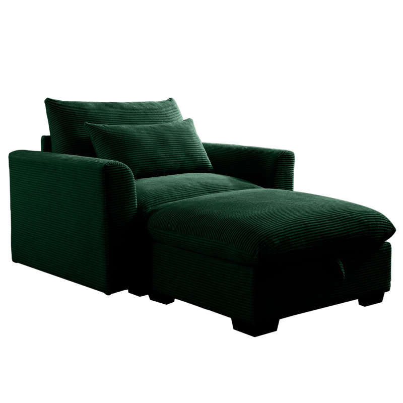 Avec tissu doux et fonction de rangement pour le soutien lombaire en velours côtelé moderne, Vert