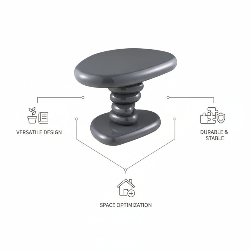 High Gloss End Table - Gray, Modern Accent Side Table | Gift Idea