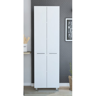 Baleare Pantry Cabinet, Five Interior Shelves, Four Legs -White